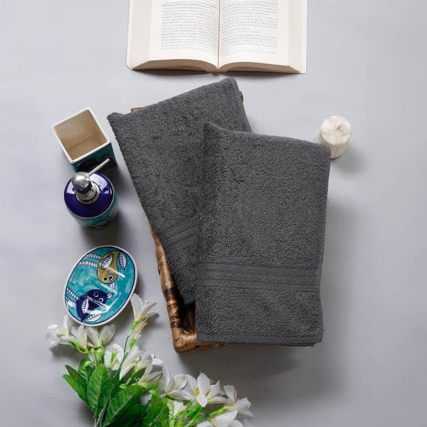 Buy Hand & Face Towels - Tender Treat Towel (Grey)- Set Of Two at Vaaree online