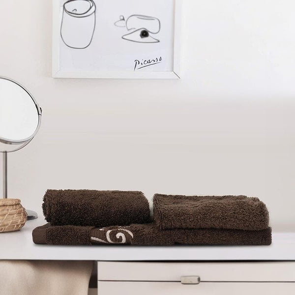 Buy Zen Zest Hand & Face Towel (Brown) - Three Piece Set Hand & Face Towels from Vaaree