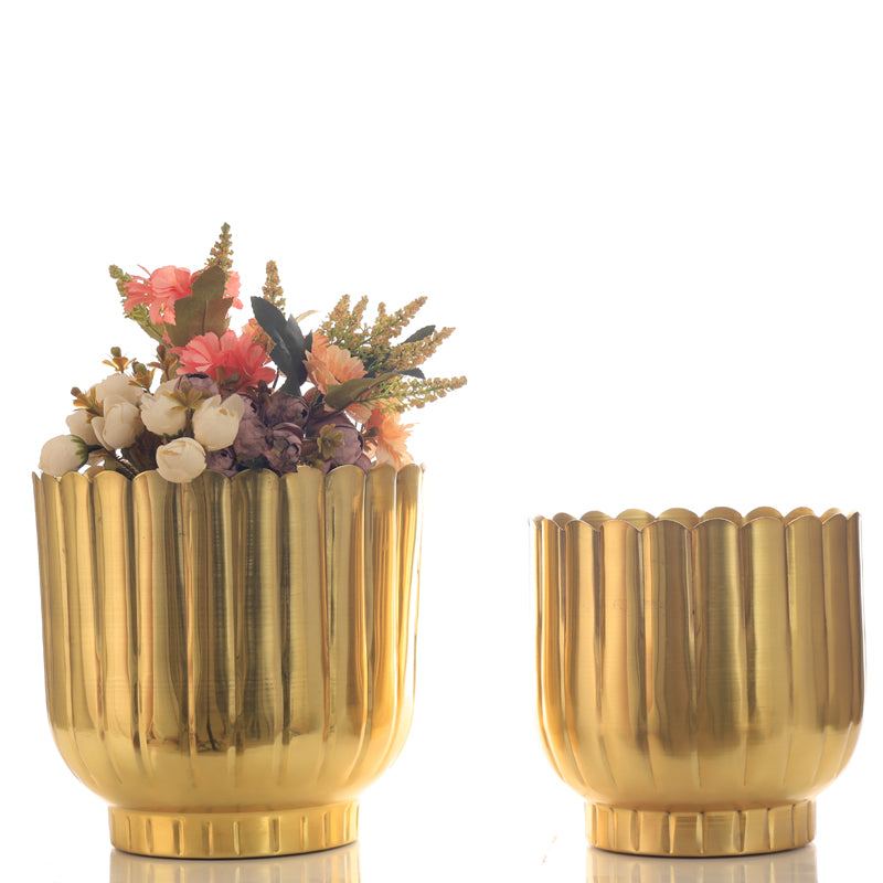 Buy Cosie Coral Planter (Gold) - Set Of Two Pots & Planters from Vaaree