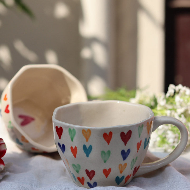 Buy Hearty Glow Ceramic Cup (200 ML) - Set of Two Mug & Tea Cup from Vaaree