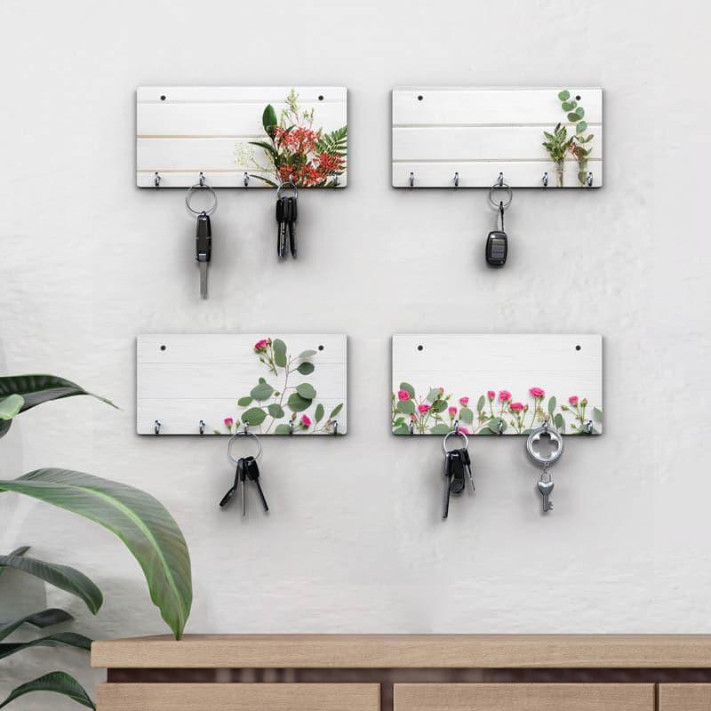 Hooks & Key Holders - Flowery Paradise Key Holder - Set Of Four