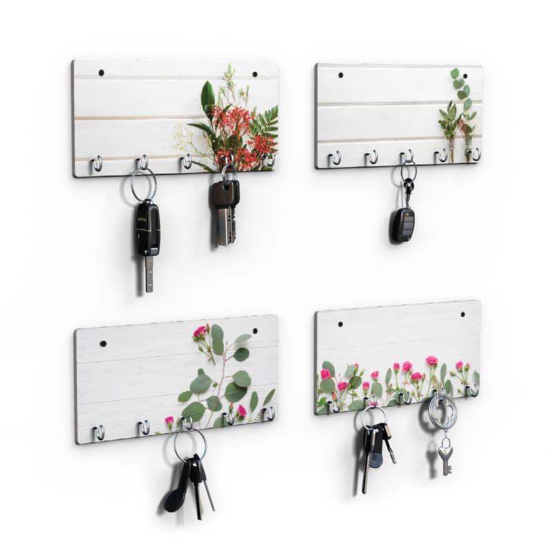 Hooks & Key Holders - Flowery Paradise Key Holder - Set Of Four