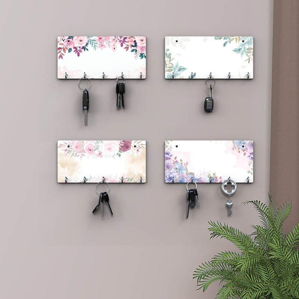 Hooks & Key Holders - Pastel Petal Key Holder - Set Of Four