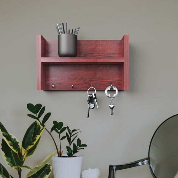 Hooks & Key Holders - Rumi Wall Shelf - Maroon