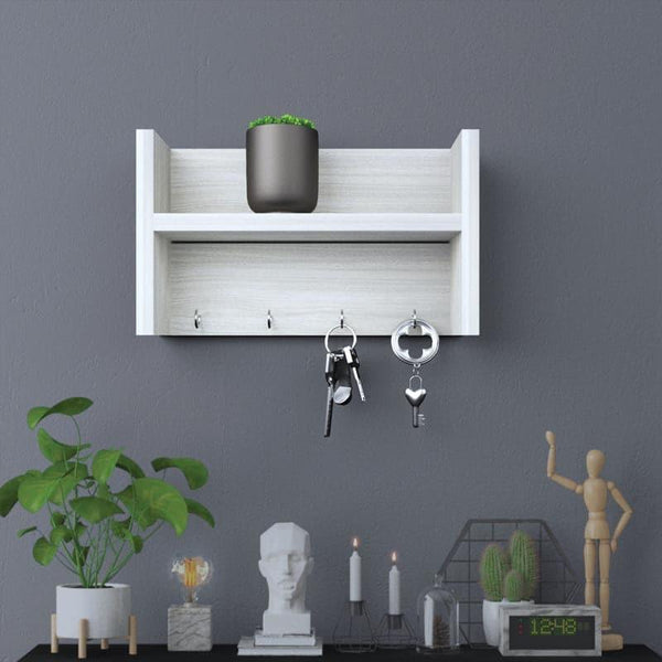 Hooks & Key Holders - Rumi Wall Shelf - White