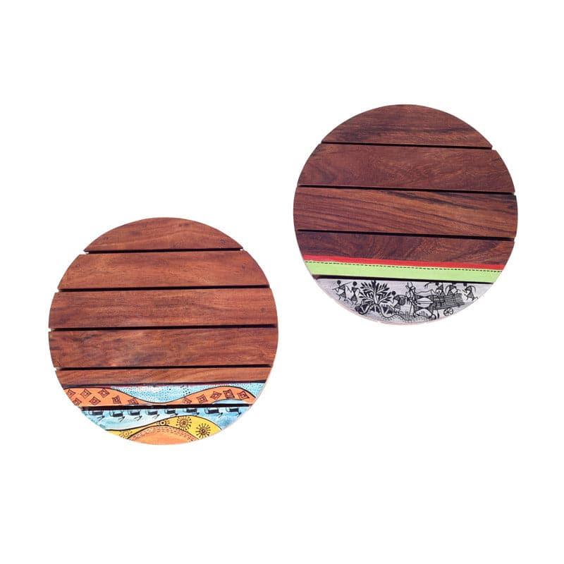 Buy Shonala Wooden Trivet - Set Of Two Hot Mats from Vaaree