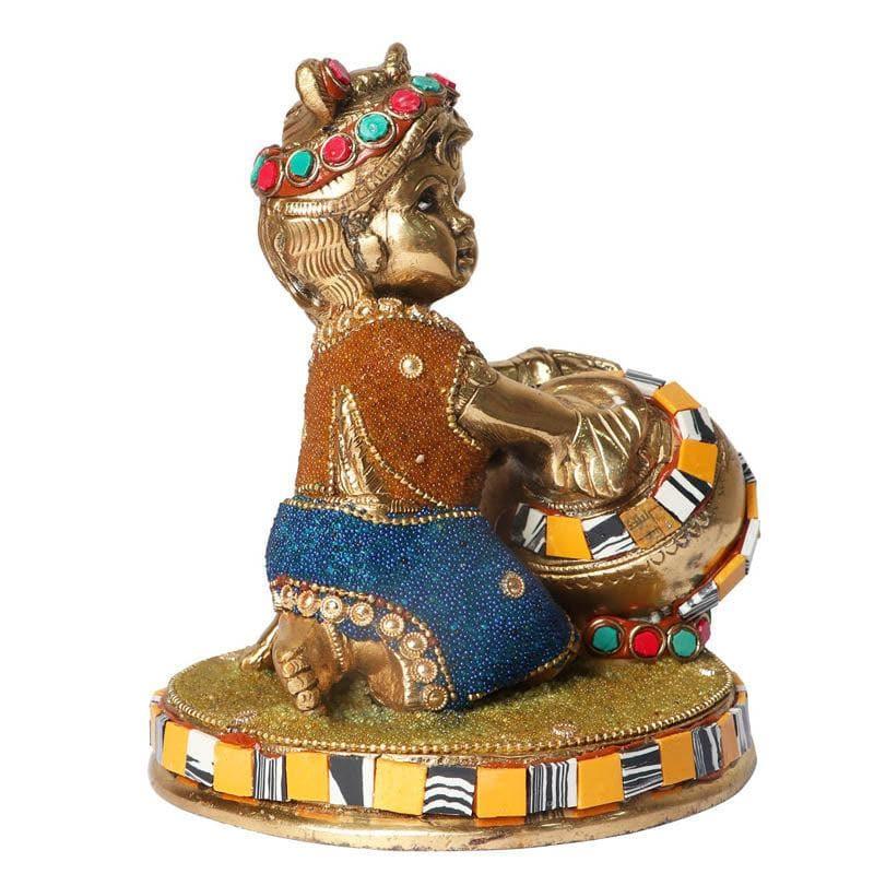 Idols & Sets - Colourful Bal Gopal Brass Idol