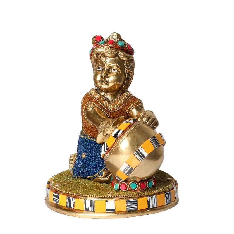 Idols & Sets - Colourful Bal Gopal Brass Idol