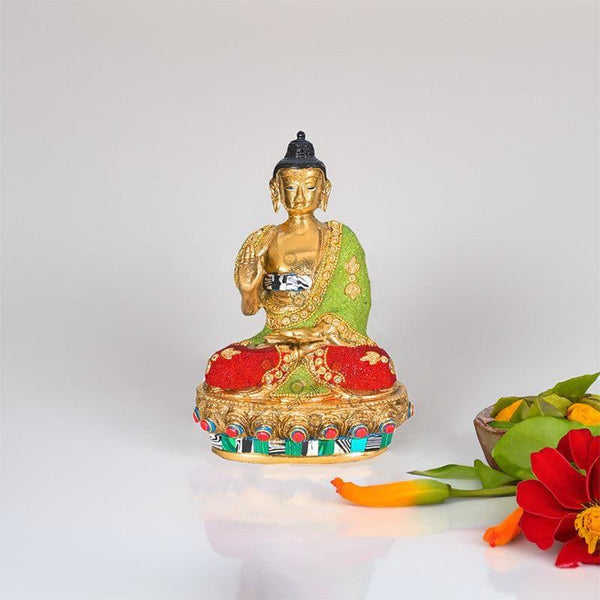 Idols & Sets - Colourful Gautam Buddha Brass Idol