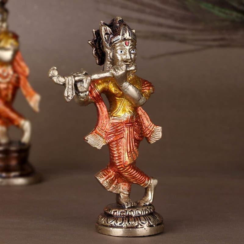 Buy Colourful Krishna Brass Idol With Flute Idols & Sets from Vaaree