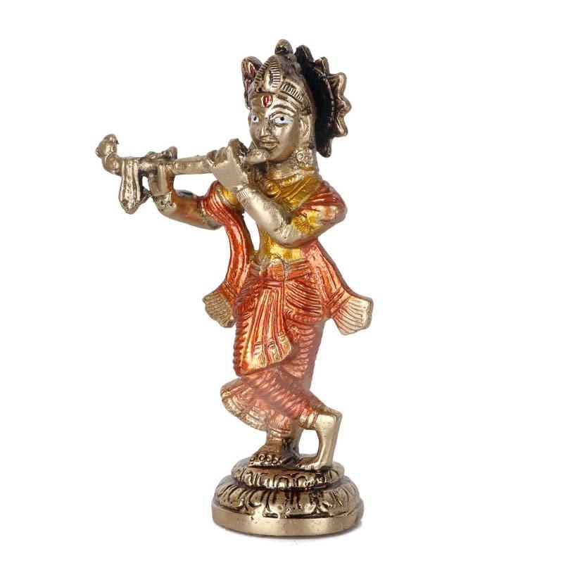 Buy Colourful Krishna Brass Idol With Flute Idols & Sets from Vaaree