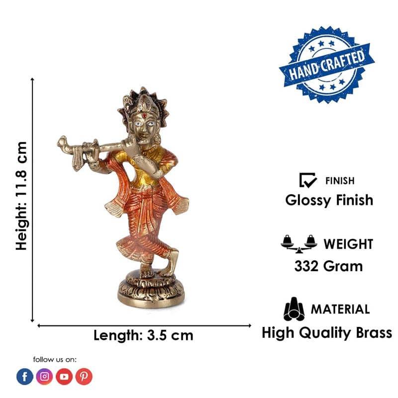 Buy Colourful Krishna Brass Idol With Flute Idols & Sets from Vaaree