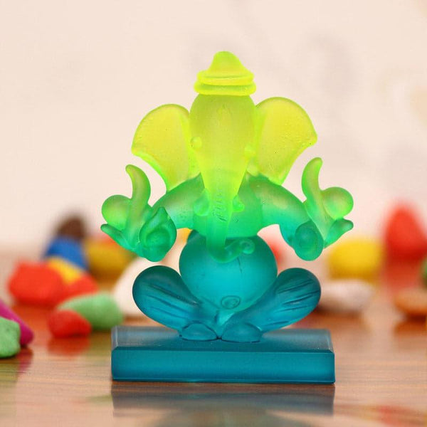 Buy Idols & Sets - Crystal Ganesha Showpiece - Green & Blue at Vaaree online
