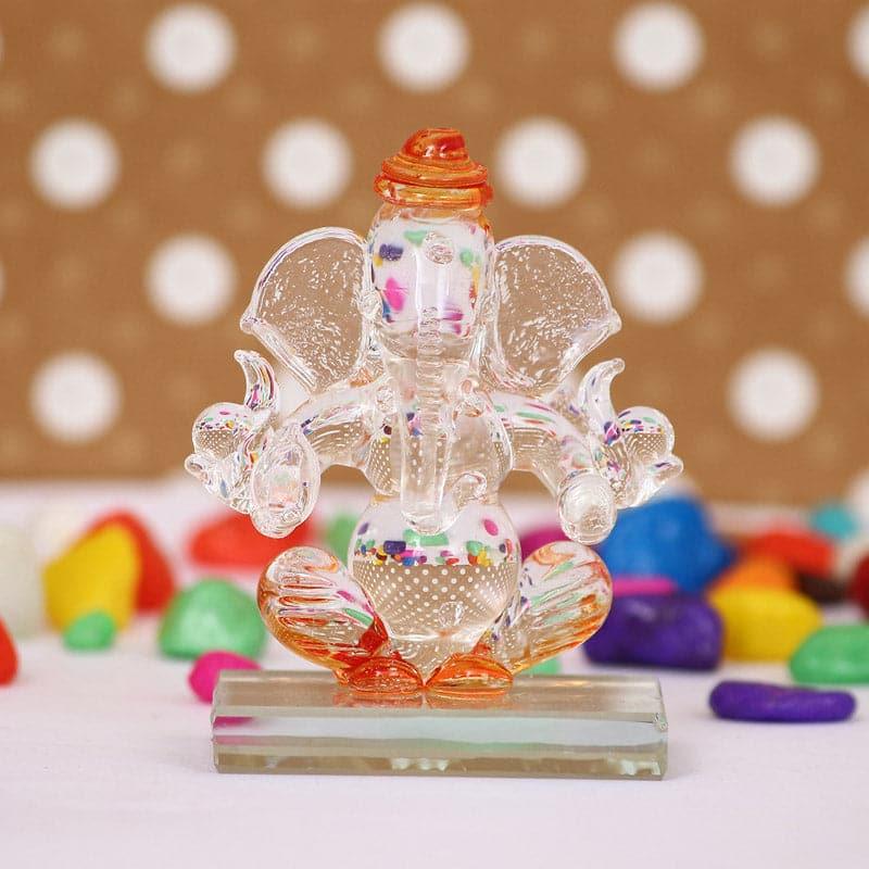 Buy Crystal Ganesha Showpiece - Orange Idols & Sets from Vaaree