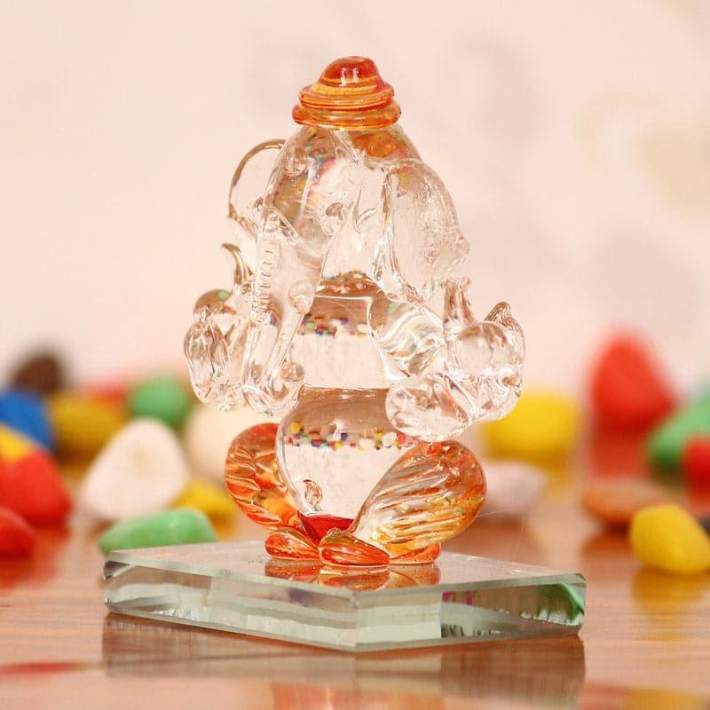 Buy Crystal Ganesha Showpiece - Orange Idols & Sets from Vaaree