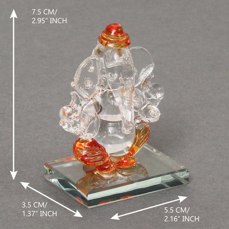 Buy Crystal Ganesha Showpiece - Orange Idols & Sets from Vaaree