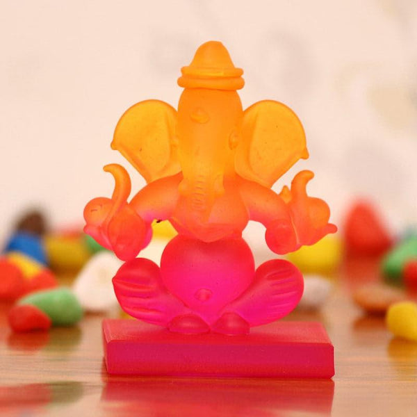 Idols & Sets - Crystal Ganesha Showpiece - Orange & Pink