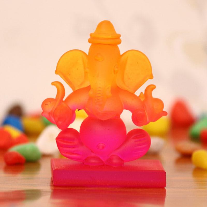 Buy Crystal Ganesha Showpiece - Orange & Pink Idols & Sets from Vaaree