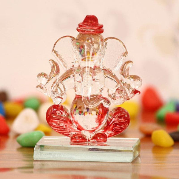 Idols & Sets - Crystal Ganesha Showpiece - Red