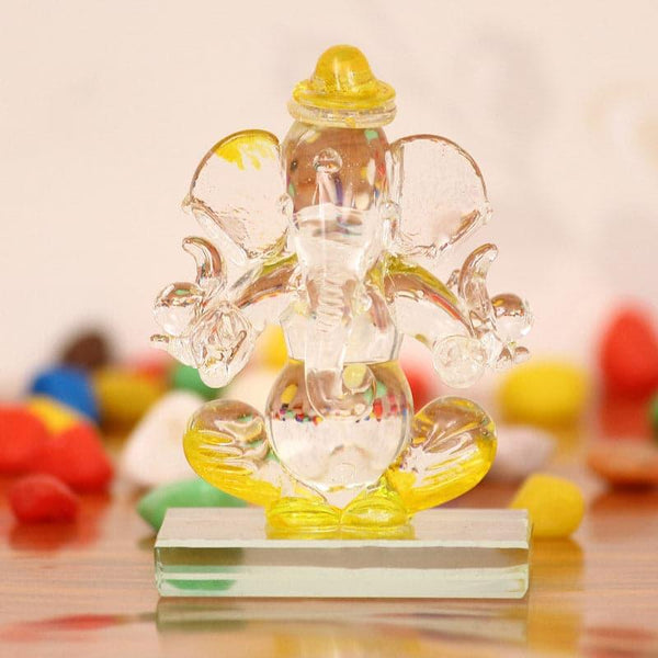 Idols & Sets - Crystal Ganesha Showpiece - Yellow