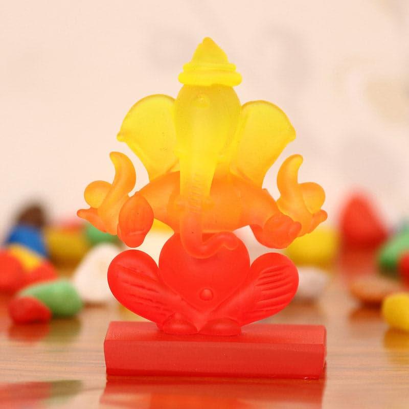 Buy Crystal Ganesha Showpiece - Yellow & Red Idols & Sets from Vaaree