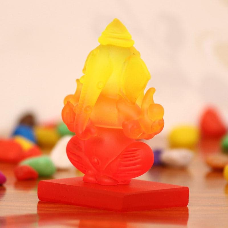 Buy Crystal Ganesha Showpiece - Yellow & Red Idols & Sets from Vaaree