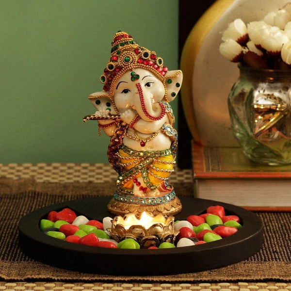 Idols & Sets - Dancing Ganesha With Tealight Candle Holder