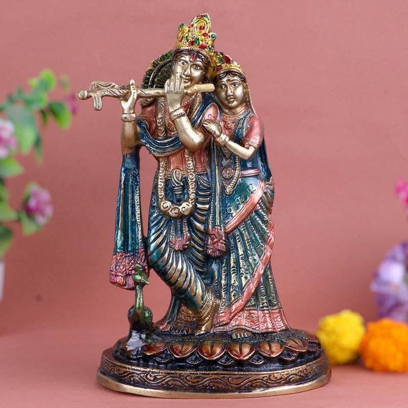 Buy Elegant Radha Krishna Brass Idol Idols & Sets from Vaaree