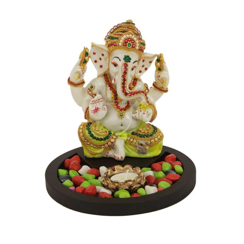 Buy Idols & Sets - Ganesha Idol With Tealight Candle Holder at Vaaree online