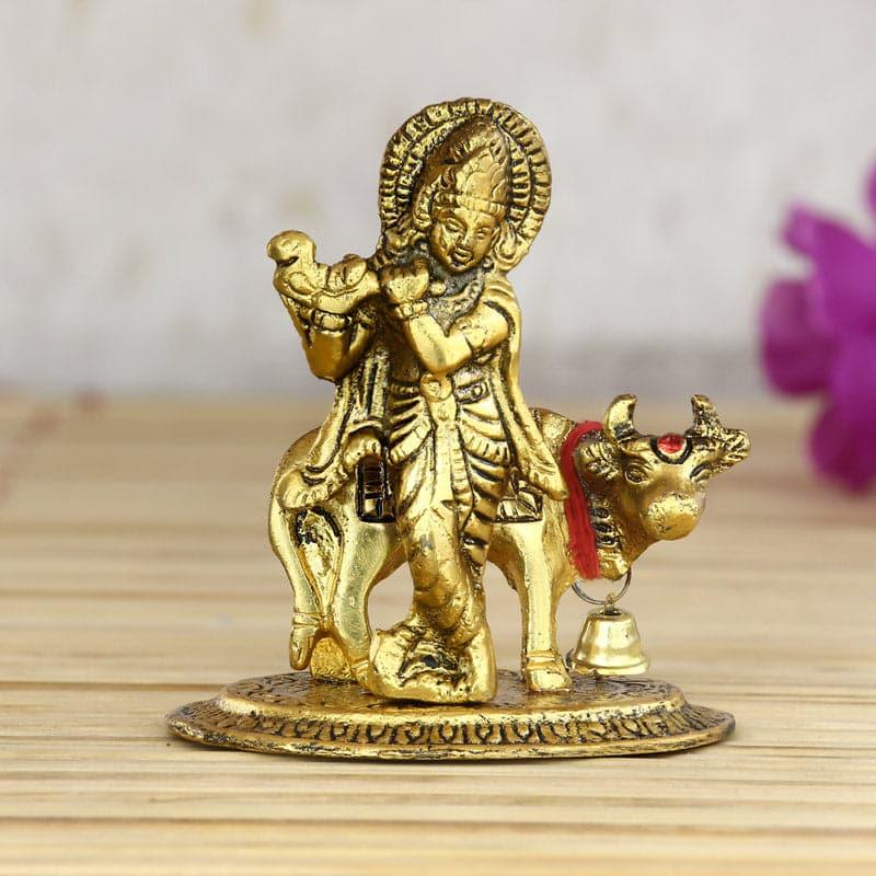 Buy Lord Krishna And Sacred Cow Idol Idols & Sets from Vaaree