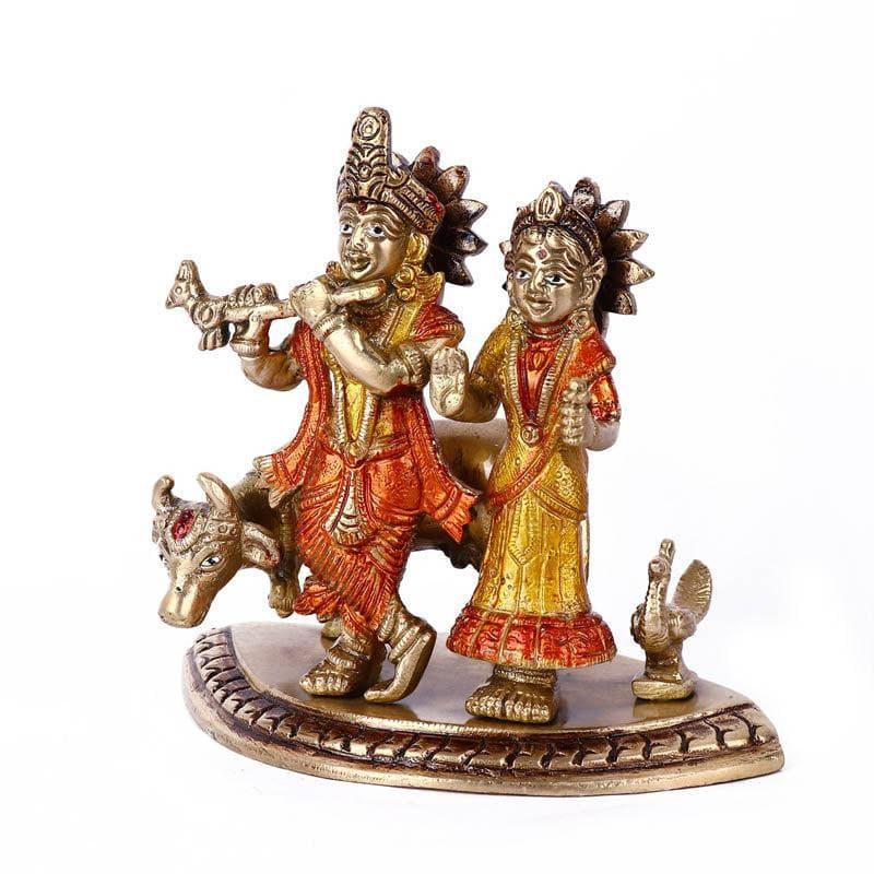 Buy Radha Krishna Brass Idol Set Idols & Sets from Vaaree