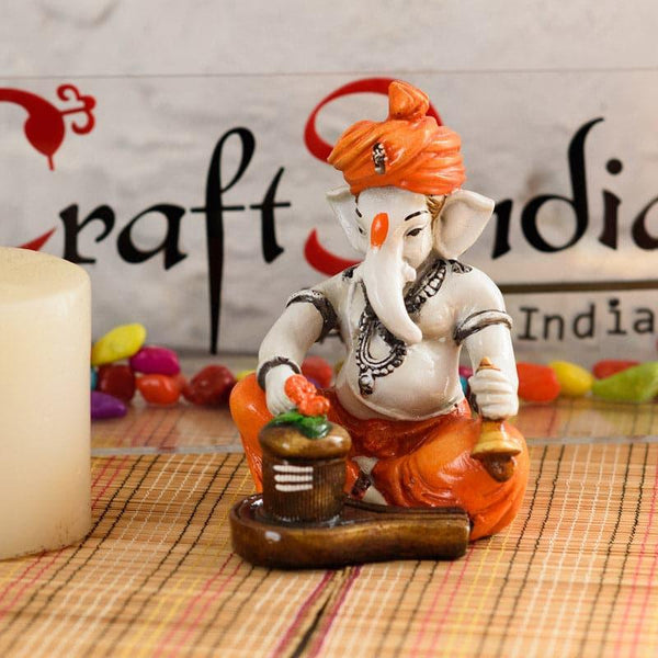 Idols & Sets - Spiritual Ganesha Worshipping Shiva Idol