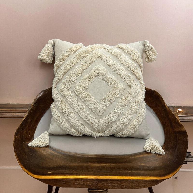 Buy Kester Tufted Cushion Cover (White) - Set Of Five Cushion Cover Sets from Vaaree