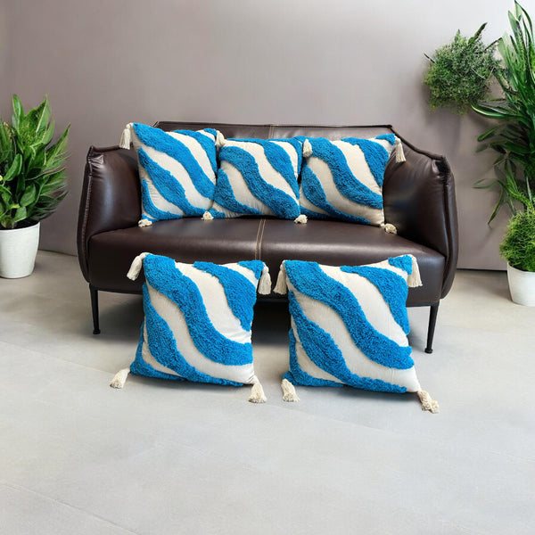 Buy Serene Tides Tufted Cushion Cover - Set Of Five Cushion Cover Sets from Vaaree