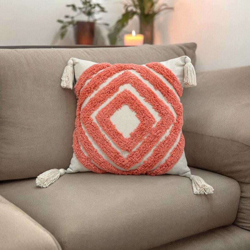 Buy Kester Tufted Cushion Cover (Peach) - Set Of Five Cushion Cover Sets from Vaaree