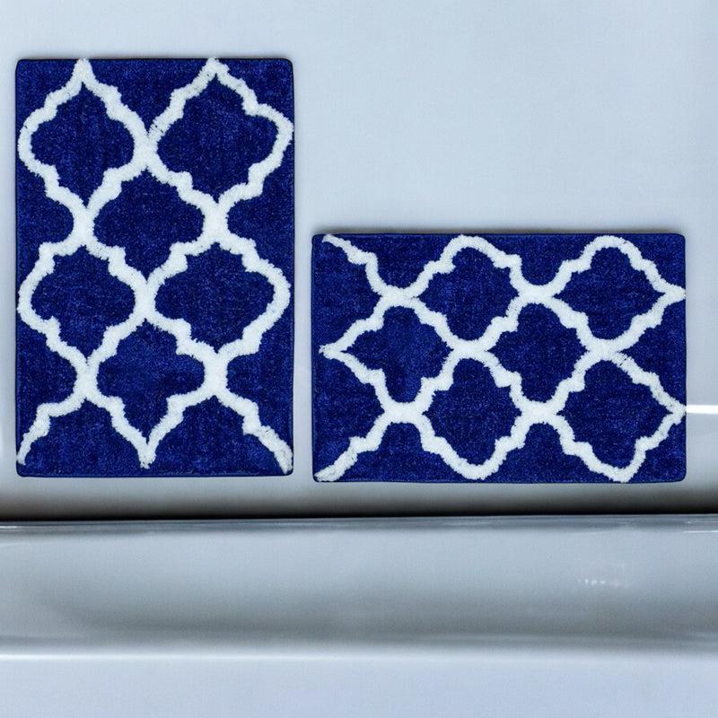 Buy Sino Bathmat (Blue) - Set Of Two Bath Mats from Vaaree