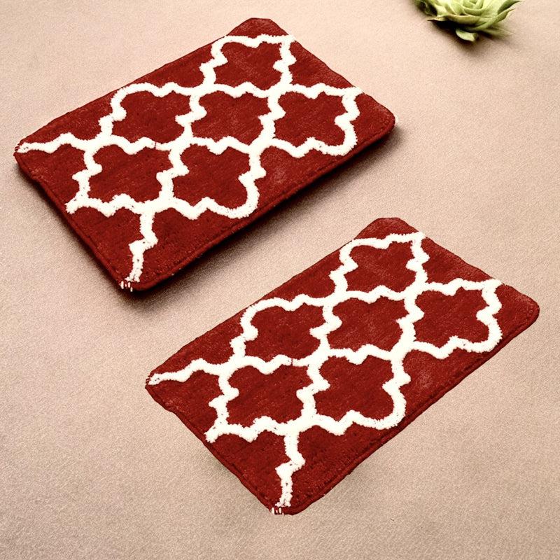 Buy Sino Bathmat (Maroon) - Set Of Two Bath Mats from Vaaree