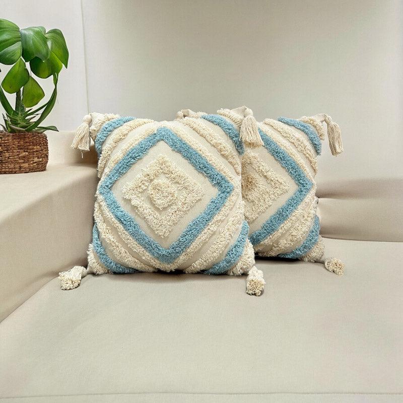 Buy Kasper Chroma Tufted Cushion Cover (Blue) - Set Of Two Cushion Cover Sets from Vaaree