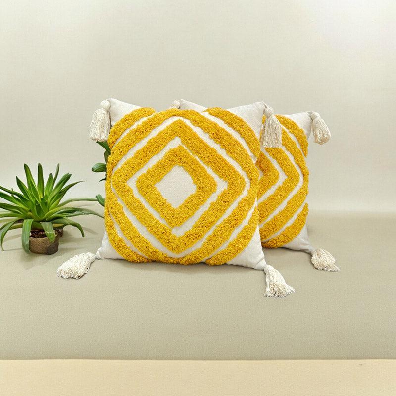 Buy Kester Tufted Cushion Cover (Yellow) - Set Of Two Cushion Cover Sets from Vaaree