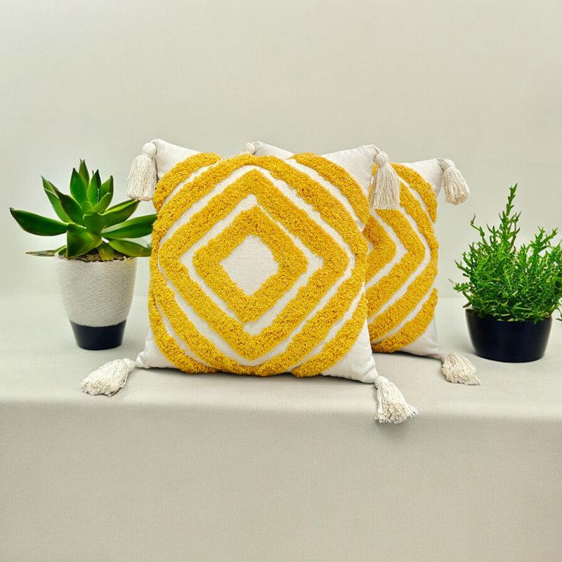 Buy Kester Tufted Cushion Cover (Yellow) - Set Of Two Cushion Cover Sets from Vaaree