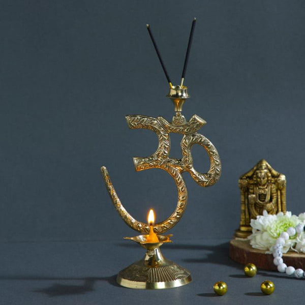 Buy Om Bless Diya with Incense Holder Incense Holders from Vaaree