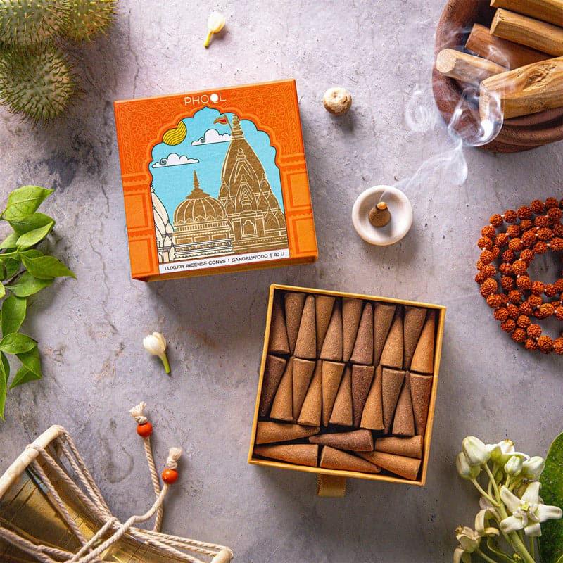 Buy Phool Incense Cones (Sandalwood) - Set Of Forty Incense Sticks & Cones from Vaaree