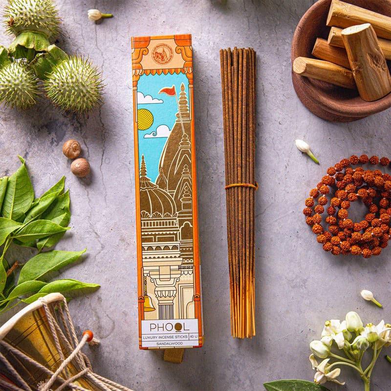 Buy Phool Incense Sticks (Sandalwood) - Set Of Forty Incense Sticks & Cones from Vaaree