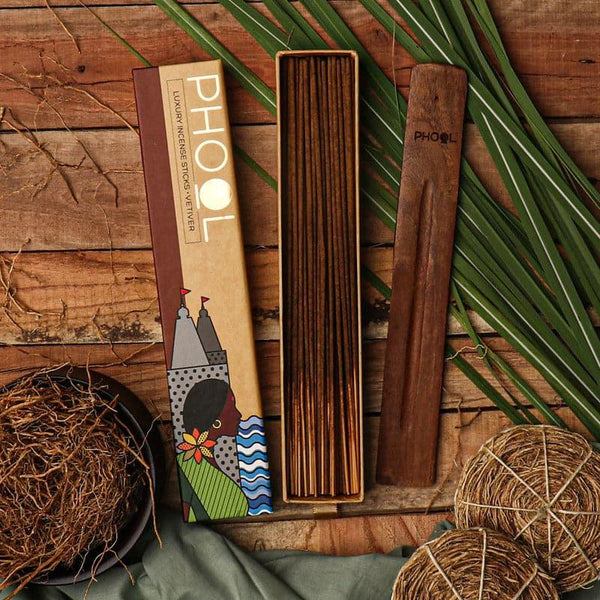 Incense Sticks & Cones - Phool Natural Incense Stick (Vetiver) - Set Of Forty