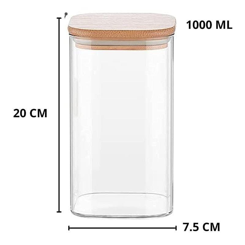 Buy Elina Storage container with bamboo lid - 1000 ML Jar from Vaaree