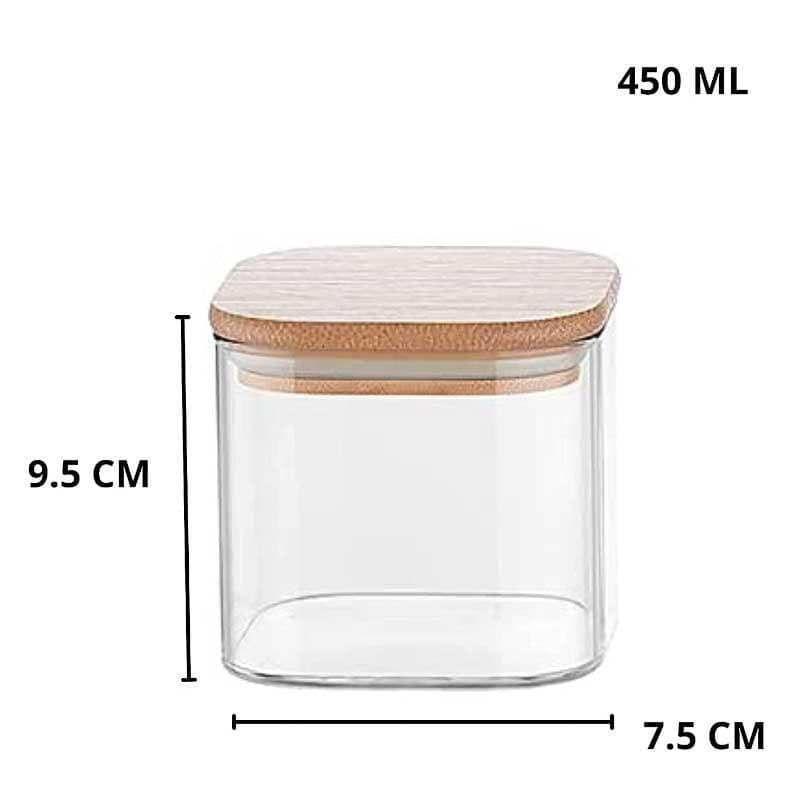 Jar - Elina Storage Container With Bamboo Lid - 450 ML