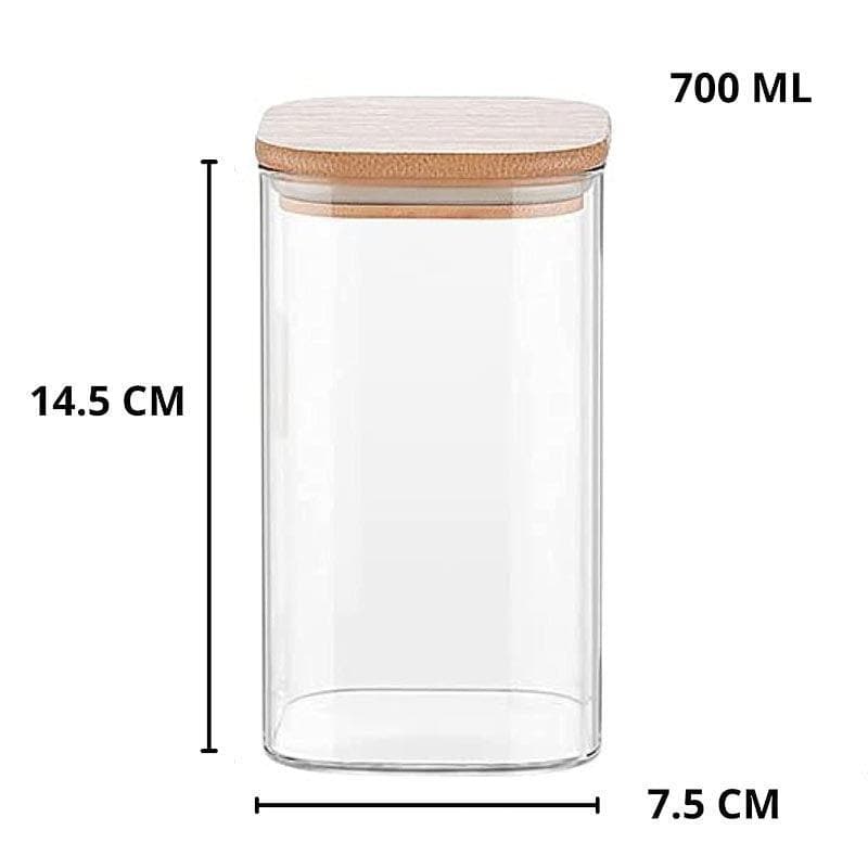 Jar - Elina Storage container with bamboo lid - 700 ML