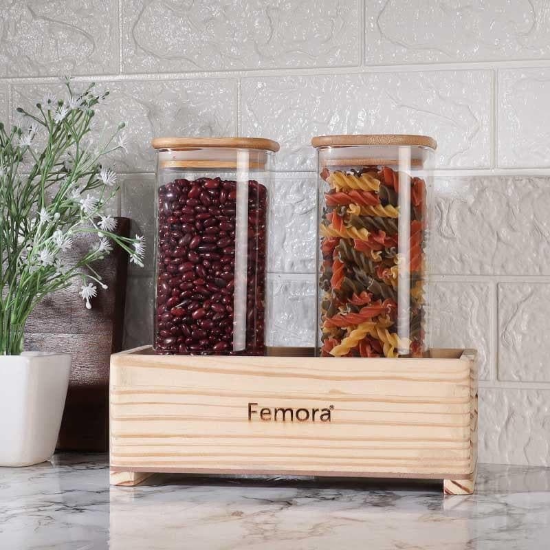 Jar - Elina Storage Container With Tray (1000 ML) - Set Of Three