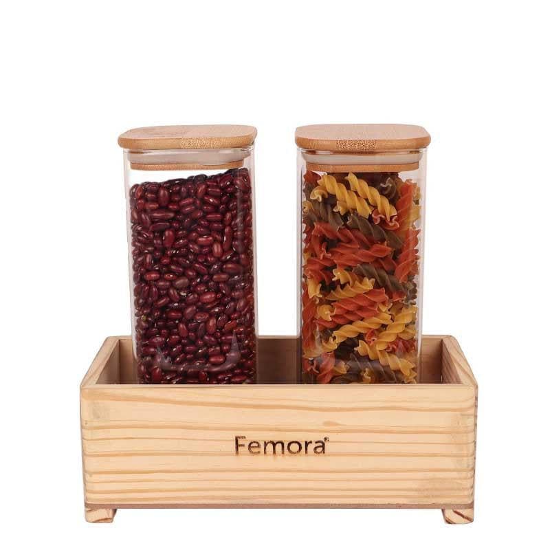 Jar - Elina Storage Container With Tray (1000 ML) - Set Of Three