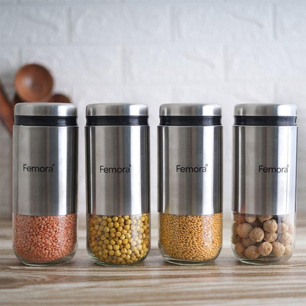 Jar - Foodie Hug Storage Jar (900 ML) - Set Of Four